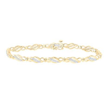 Gold bracelet features a delicate, infinity-inspired design with sparkling diamond accents.