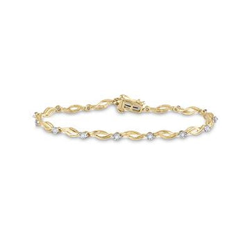 10K YELLOW GOLD TWIST LINK DESIGN DIAMOND BRACELET 0.25CTW