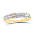 Sparkling double row diamond band shines in 10K yellow gold.