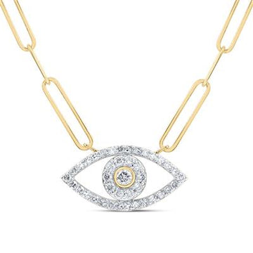 10K YELLOW Gold Diamond Eye Necklace 1/4CTW
