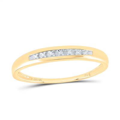 10K Yellow Gold Round Diamond Channel Set Wedding Band Ring 1/10 Cttw