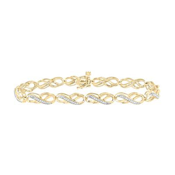 10K YELLOW GOLD INFINITY LINK DESIGN DIAMOND BRACELET 1/4CTW