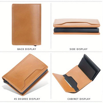 Metal Card Holder with Leather Cover