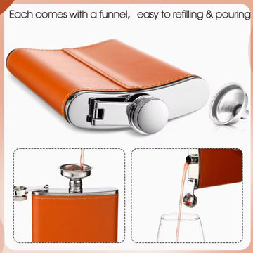 Leather Hip Flask for Liquor, Wine or Whiskey