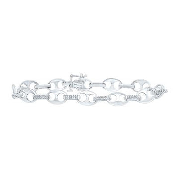 Sterling Silver Diamond Gucci-Style Link Bracelet